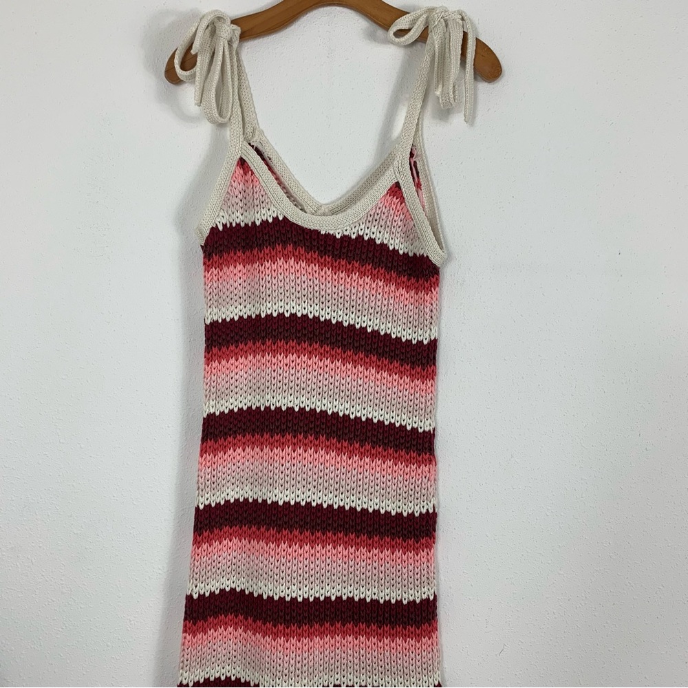 ZARA Striped Knit Midi Dress Red Pink Combo Limited Edition Sz Small - Picture 10 of 13